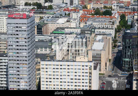 Warsaw is a modern town which was completely rebuilt after World War II. Here in particular a glimpse of its residential architecture Stock Photo