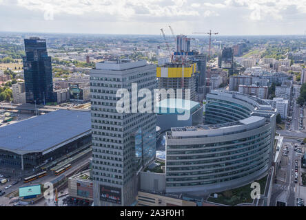 Warsaw is a modern town which was completely rebuilt after World War II, and nowadays is possible to see some modern buildings and skyscrapers Stock Photo