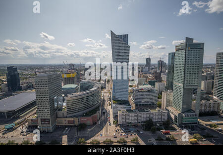 Warsaw is a modern town which was completely rebuilt after World War II, and nowadays is possible to see some modern buildings and skyscrapers Stock Photo