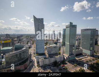 Warsaw is a modern town which was completely rebuilt after World War II, and nowadays is possible to see some modern buildings and skyscrapers Stock Photo