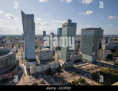 Warsaw is a modern town which was completely rebuilt after World War II, and nowadays is possible to see some modern buildings and skyscrapers Stock Photo