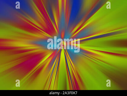 Lime magenta and blue radial motion background, zooming effect Stock Photo