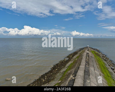 View over a groyne (groin) and the north sea in northern germany / east frisia Stock Photo