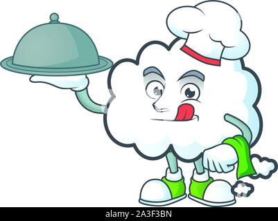 Chef with food design cloud bubble for icon thinking Stock Vector