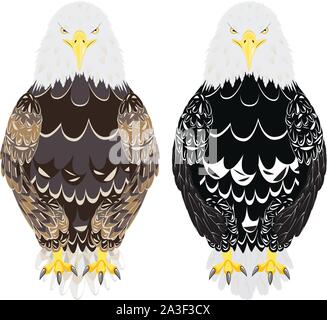 Cartoon stylized bald eagle decorative design illustration. Stock Vector