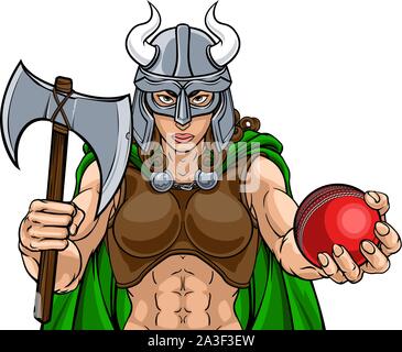 Viking Female Gladiator Cricket Warrior Woman Stock Vector