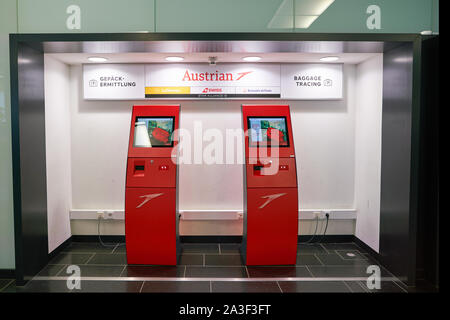 VIENNA AUSTRIA CIRCA MAY 2019 self service kiosks for baggage tracing at Vienna International Airport Stock Photo Alamy