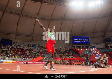 Doha, Katar. 06th Oct, 2019. jubilation winner Anderson Peters (GRN/1st place) Final javelin of the men, on 06.10.2019 World Championships 2019 in Doha/Qatar, from 27.09. - 10.10.2019. | Usage worldwide Credit: dpa/Alamy Live News Stock Photo