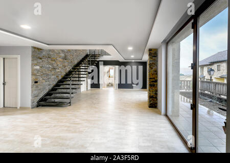 Interior modern empty house. Beautiful living room without furniture. Stock Photo