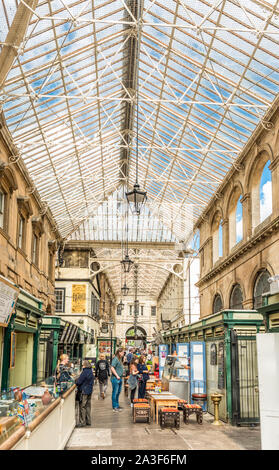 St. Nicholas Market is a vibrant market in a Georgian arcade offering a mix of independent stalls, tiny shops and food. Bristol. England. UK. Stock Photo
