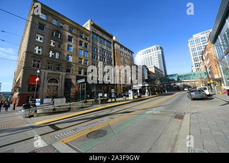 Main Street in Salt Lake City's city center. Stock Photo