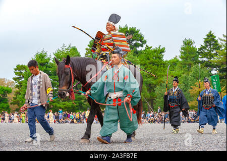 Kyoto, Japan - October 22, 2016: Festival of The Ages, an ancient and authentic costume parade of different Japanese feudal periods. Stock Photo