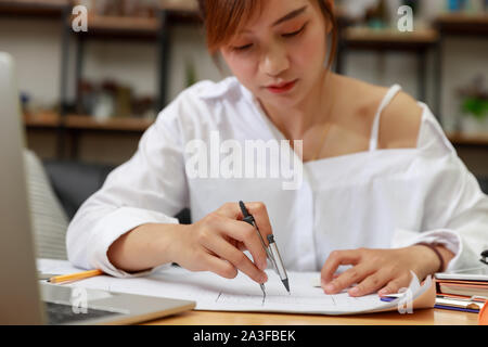 Engineer and Architect concept, Engineer Architects office team working with blueprints Stock Photo