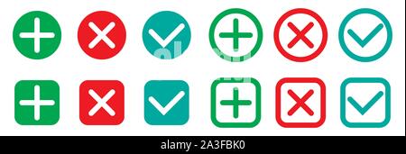 Tick and cross signs set. Right and wrong choices. Stock Vector