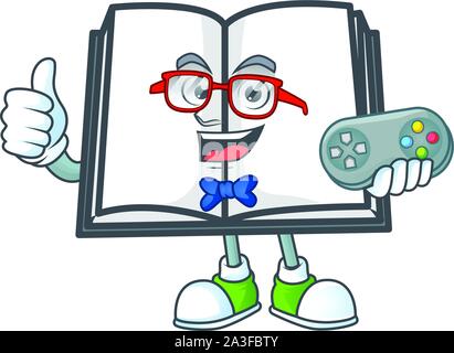 Gamer cartoon open book with cartoon shape Stock Vector