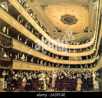 Auditorium in the Old Burgtheater, Vienna (1888) by Gustave Klimt (1862-1918) Austrian painter. Gouache study of the original building attached to the Hofburg at Michaelerplatz before its relocation in 1888. Stock Photo