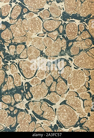Stormont on Turkish pattern hand marbled pastedown or endpaper from book bound in London, United Kingdom in 1890. Stock Photo