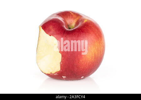 One whole bitten red apple jonagold isolated on white background Stock Photo