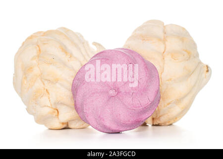 Group of three whole fresh pastel zefir isolated on white background Stock Photo