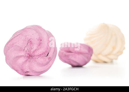 Group of three whole fresh pastel zefir isolated on white background Stock Photo