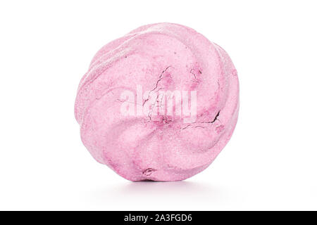 One whole pink fresh pastel zefir isolated on white background Stock Photo