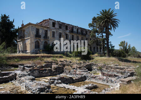 View of an ancient Thermis, thermal baths, at Pirgi, Lebos, Greece Stock Photo