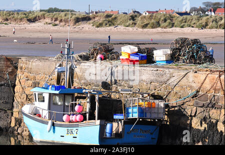 Fishing boat and tackle, Beadnell, Northumberland Stock Photo
