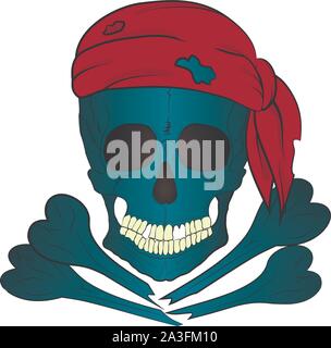 Pirate skull, red bandana and bones vector illustration Stock Vector ...