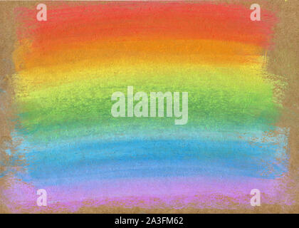Colorful rainbow chalk pastel background / soft pastel. Rainbow gradient, hand drawn on a craft paper, with rough texture. Stock Photo