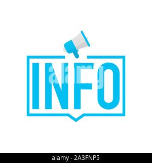 Info blue label on white background. Vector stock illustration. Stock Vector