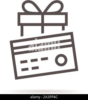 black thin line credit card with gift box Stock Vector