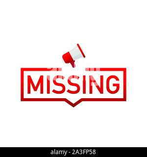 Missing red label on white background. Vector stock illustration. Stock Vector