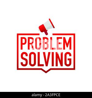 Problem solved red label on white background. Vector stock illustration Stock Vector