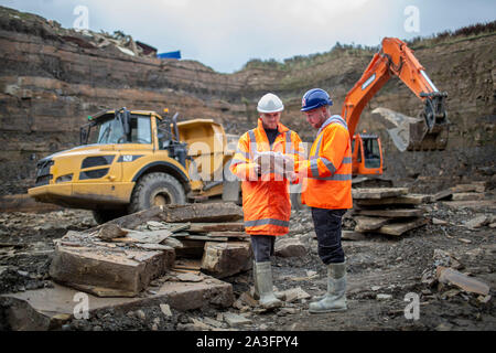 Quarrying for Yorkshire Sandstone in Thornton near Bradford , West Yorkshire. Stock Photo