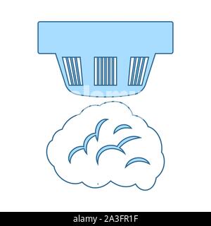 Smoke Sensor Icon. Thin Line With Blue Fill Design. Vector Illustration. Stock Vector