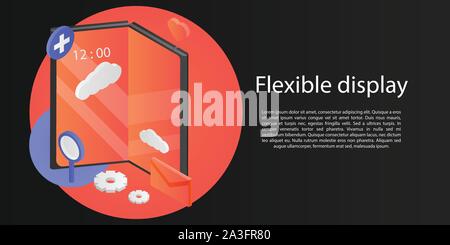 Flexible display concept banner, isometric style Stock Vector