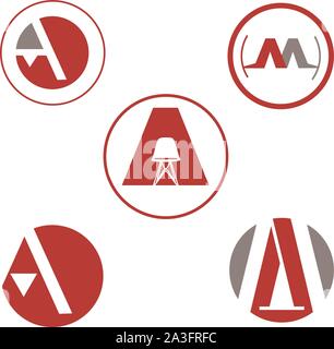 Set of letter logo design template elements collection of vector letter A logo Stock Vector