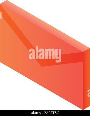 Red mail letter icon, isometric style Stock Vector