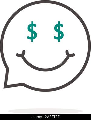 thin line money emoji speech bubble logo Stock Vector