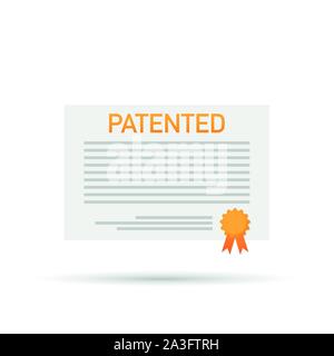 Patented document with approved stamp vector stock icon illustration Stock Vector