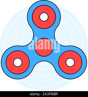 blue linear hand fidget spinner on white background Stock Vector