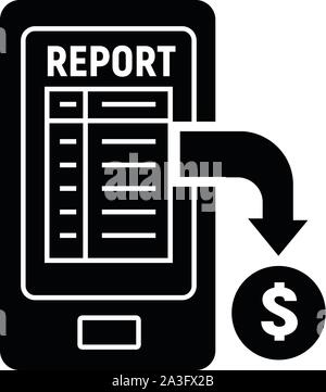 Smartphone report icon, simple style Stock Vector