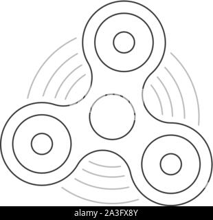 black thin line hand fidget spinner logo Stock Vector