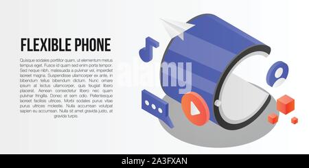 Flexible phone concept banner, isometric style Stock Vector