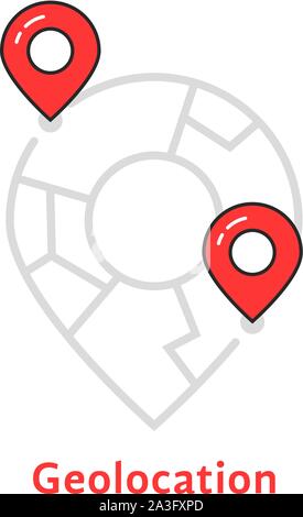 abstract geolocation logo with map pin Stock Vector