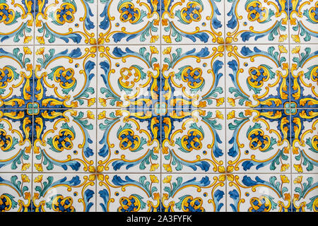 Traditional ornate italian decorative ceramic tiles from Vietri, colorful background. Stock Photo