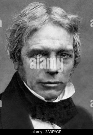 Vintage portrait photo of English scientist Michael Faraday (1791 – 1867). Daguerreotype circa 1850 by Mathew B Brady. Stock Photo