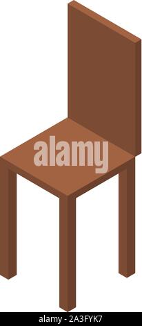 Wood chair icon, isometric style Stock Vector