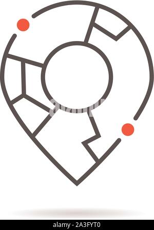 thin line abstract geolocation logo like map pin Stock Vector