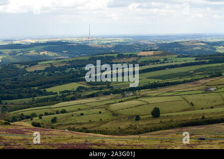 View towards Emley from above Meltham, Huddersfield Stock Photo